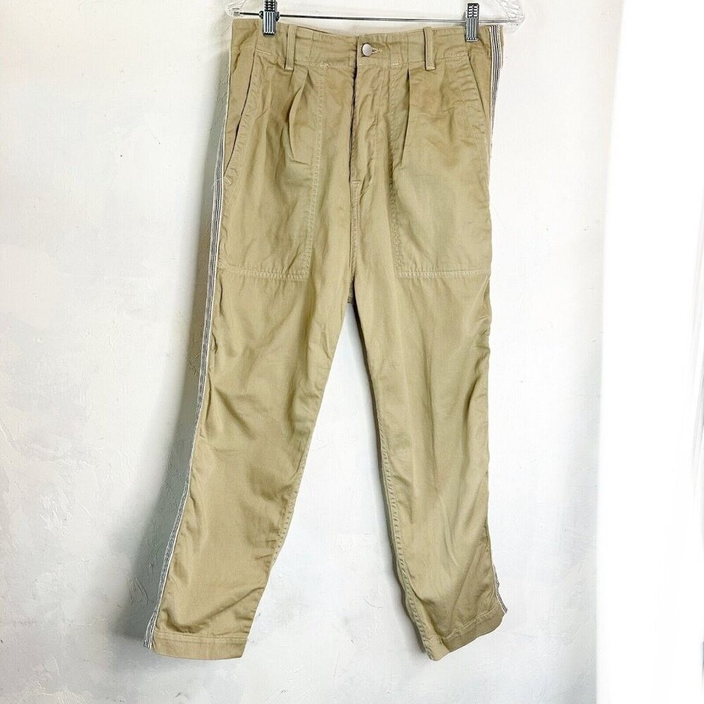 Sundry Casual Pants Tan Striped Womens 28 Canvas Relaxed Fit